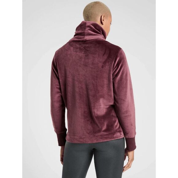 Athleta Double Cozy Karma Funnel Neck Burgundy Boxy Fit Medium - Picture 12 of 13